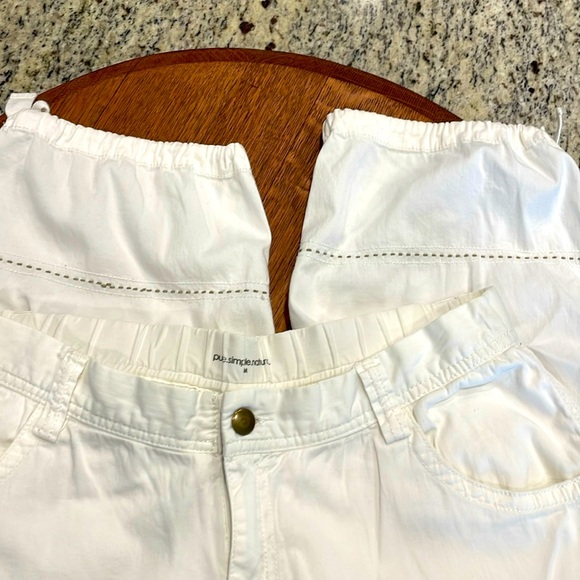 Cotton crop pants w/embroidered details! Belt loop elastic waist, zip closure. M - Picture 8 of 9